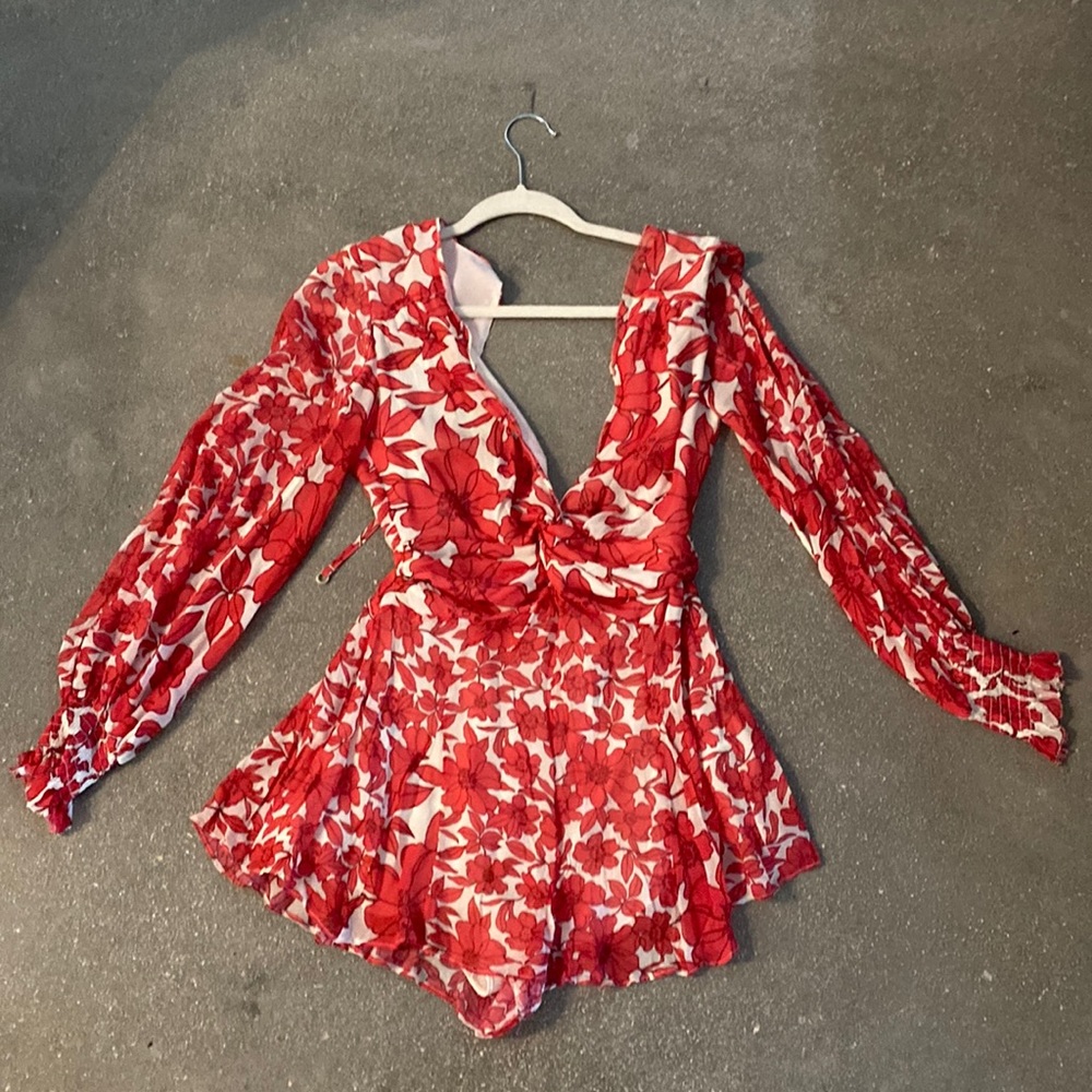 Reiss red and white flowered romper